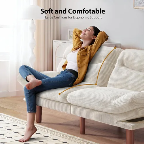 Vista 7 de Pipishell Sofá cama futón de 75 pulgadas con reposabrazos ajustables