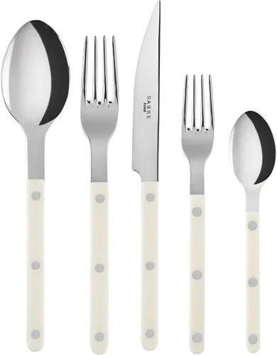 Vista 8 de SABRE PARIS - Juego de cubiertos de 5 piezas - Colección Bistrot - Cuchillo, tenedor, cuchara de sopa, cucharadita y tenedor de postre - Acero