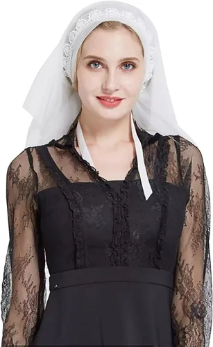 Vista 3 de Velo de Mantilla de encaje floral, vintage, bufanda latina para cubrir la cabeza, velo de capilla