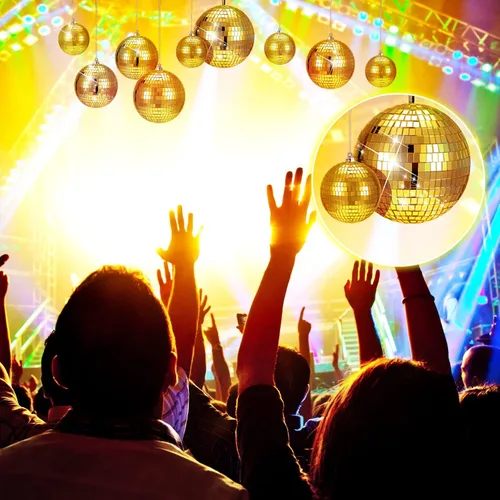 Vista 6 de WILLBOND Paquete de 12 Bolas de Discoteca con Espejos con Anillo Colgante para Decoraciones Divertidas de Fiesta Disco Retro, Efectos de Iluminación