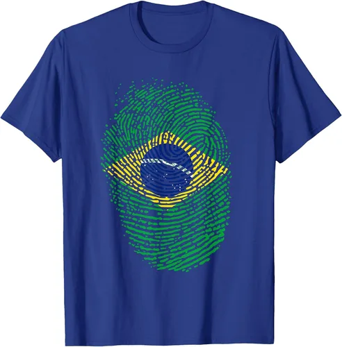 Vista 18 de Camiseta patriótica de la bandera brasileña con huella dactilar Asphalt Grey