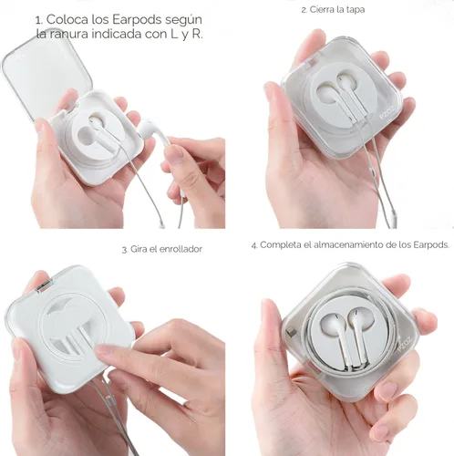 Vista 5 de pzoz Funda para auriculares compatible con Apple iPhone/iPad/iPods EarPods, funda organizadora de cable para auriculares con cable, soporte