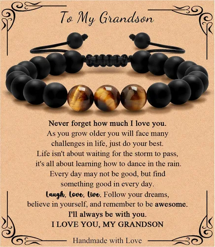 Vista 16 de Pulsera de regalos para hombres para papá hijo mi hombre novio marido hermano nieto abuelo papá bonus sobrino tío cumpleaños día del padre