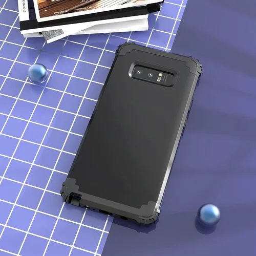 Vista 2 de IDweel Funda para Galaxy Note 8, 3 en 1, a prueba de golpes, delgada, híbrida, resistente, protección de policarbonato duro, silicona suave, Negro