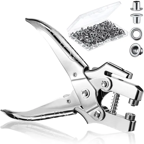 Vista 9 de Kit de herramientas para ojales, alicates para ojales, plata, 3/16 pulgadas Plateado