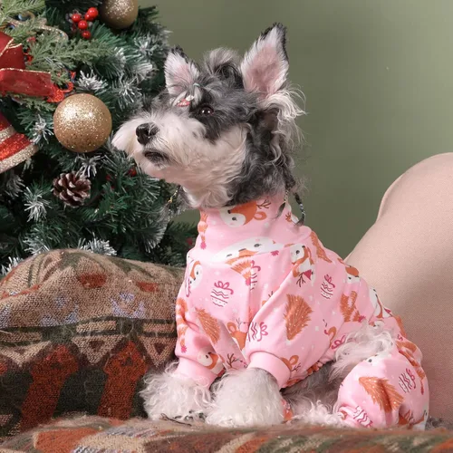 Vista 7 de CuteBone Pijama Térmico para Perro con Cuello de Tortuga, Abrigo Navideño de Forro Polar – Ropa Suave y Acogedora de Cuello Alto para Perros