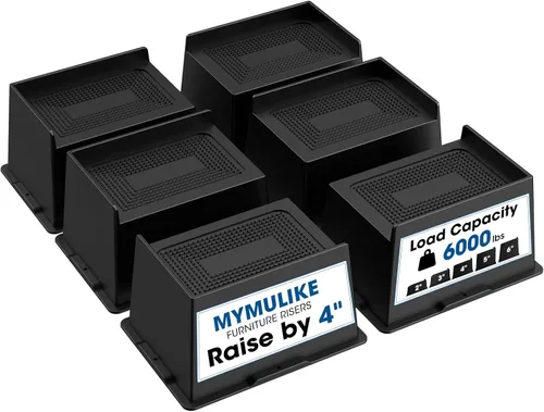 Vista 12 de MYMULIKE Elevadores de cama de 3 pulgadas, resistentes, elevadores de muebles de gran tamaño de 3 pulgadas, soporta 6000 libras, bloques