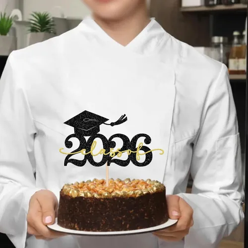 Vista 6 de Rsstarxi 1 paquete de decoración de pastel con purpurina para la clase de 2026, decoraciones de graduación 2026, tapa de felicitaciones