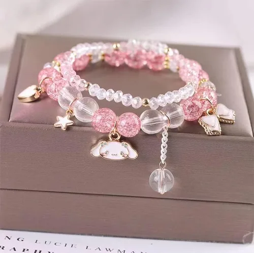 Vista 2 de CJIAYUJEW Cute Bracelet Crystal Pearl Bracelets, Anime Elastic Stretch Crystal Bead Bracelet Lovely Cartoon Elastic Beaded Bracelets for Women
