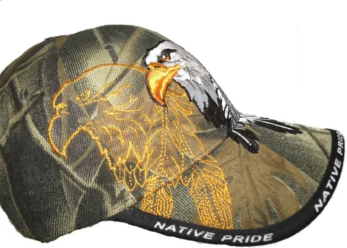 Vista 3 de AES Gorra bordada de camuflaje con diseño de águila nativa india y orgullo nativo americano, Camo