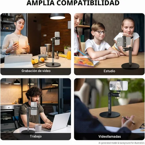 Vista 7 de NEEWER MT010 - Soporte de teléfono celular para escritorio, mesa de oficina ajustable, compatible con iPhone y Samsung para grabación de video