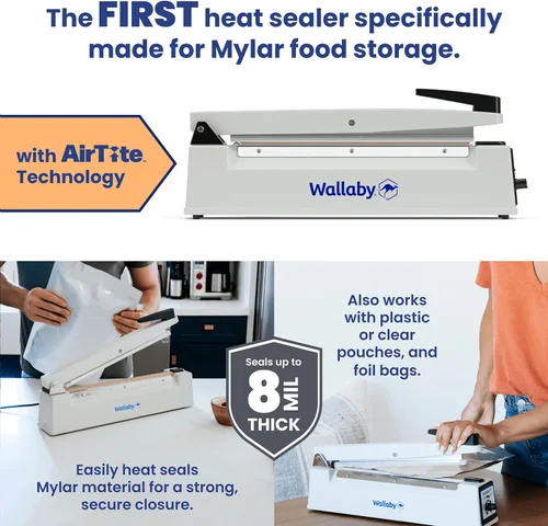 Vista 2 de Wallaby Sellador de impulsos – 12 pulgadas – Máquina selladora térmica manual para bolsas de Mylar – Resistente para sellado fuerte y seguro