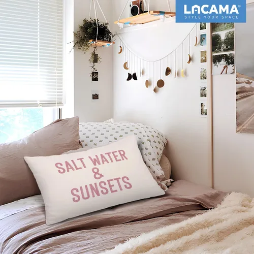 Vista 5 de Lacama Funda de almohada de playa costera rosa de 12 x 20 pulgadas Costa-sal Agua y atardeceres