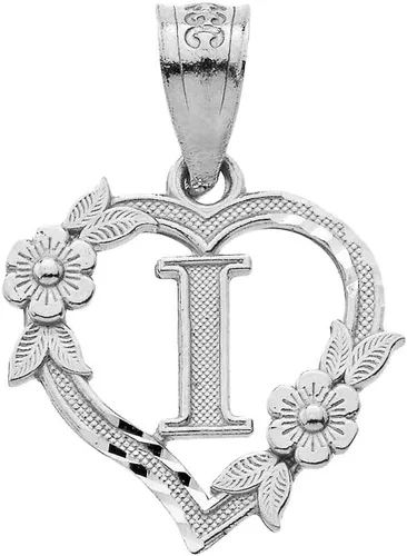 Vista 12 de Colgante de plata de ley con inicial de corazón para mujer, colgante de letra para mujer