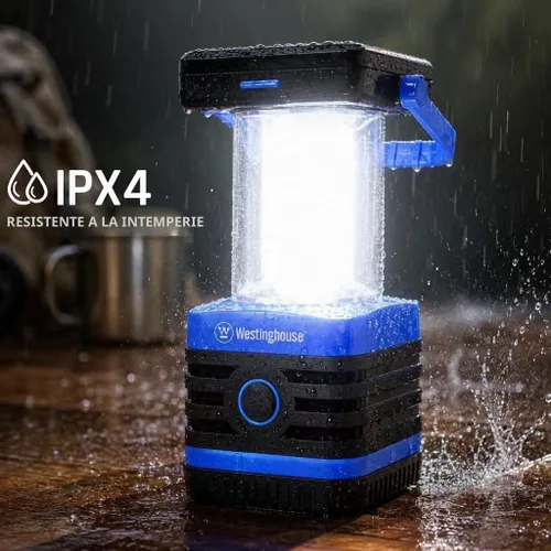 Vista 4 de Linterna solar recargable para campamento, linterna LED de 1000 lúmenes, 5 modos de iluminación, IPX4 resistente al agua para acampar y senderismo