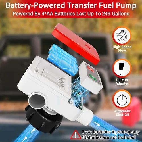 Vista 2 de anngrowy Bomba de transferencia de combustible alimentada por batería con parada automática, transferencia de bomba de lata de gas con 4