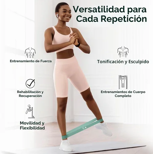 Vista 6 de Retrospec Activate Resistance Loop Band Set for Working Out, Home Fitness, Toning, Stretching & Exercise - Lightweight & Portable for Men & Women
