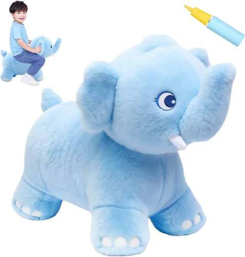 Vista 9 de INPANY Caballo Saltarín, Juguetes Panda Brincolín, Animal de Peluche Saltarín para Niños Pequeños, Juguetes de Goma Inflables para Montar, Regalo