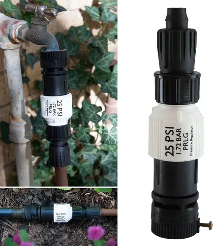 Vista 6 de Kit adaptador de grifo de riego por goteo: Conecta tubo de 1,27 cm al grifo o a la manguera, protector contra reflujo, filtro, regulador de presión
