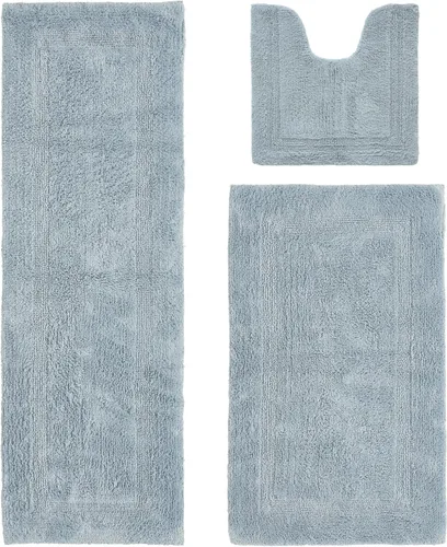 Vista 580 de Better Trends - Juego de 2 alfombras de baño 100% algodón, extra suaves, con borlas, de 17" x 24", alfombra de baño superabsorbente y reversible