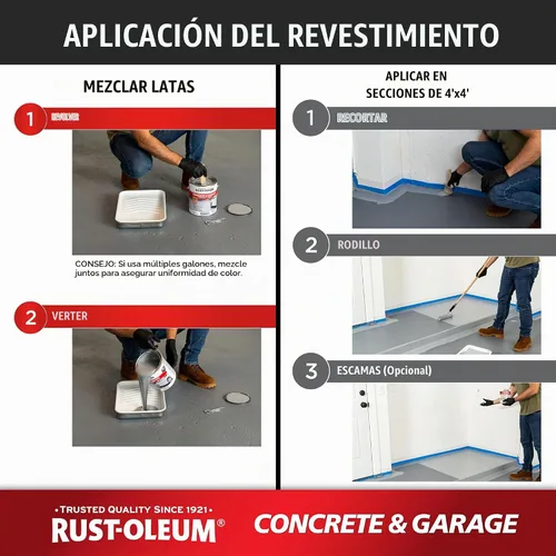 Vista 7 de Rust-Oleum 225359-2PK - Pintura e imprimación para pisos de concreto y garaje, galón, gris armadura satinada, paquete de 2