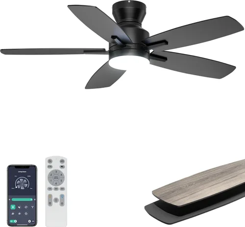 Vista 17 de Ohniyou Ventilador de techo de perfil bajo de 52 pulgadas, sin luz, para Blanco