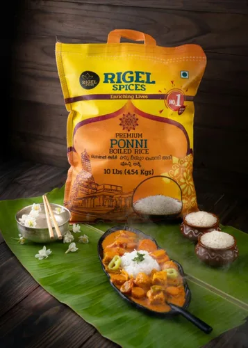 Vista 2 de Rigel Spices Ponni Arroz Hervido Envejecido De Cauvery 10 Lbs Calidad premium