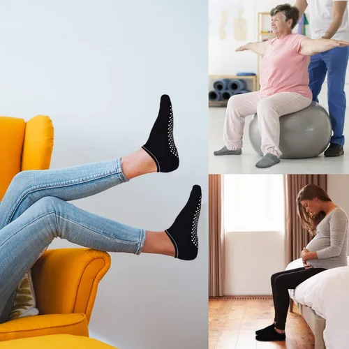 Vista 3 de ELUTONG Calcetines antideslizantes con agarre pegajoso, paquete de 2 o 4 calcetines antideslizantes para hombres y mujeres