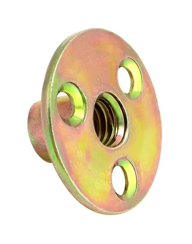 Vista 2 de QWORK Tuerca de placa de hierro de 3/8 "-16, juego de 25 piezas tuerca en T con base redonda de acero al carbono, tuercas en T de acero al carbono