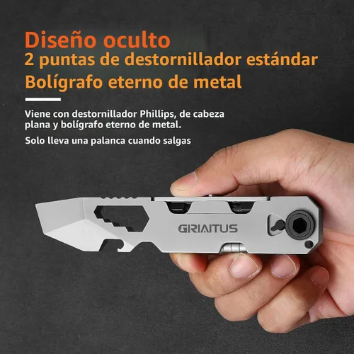 Vista 8 de Palanca EDC Multiherramienta con Destornillador de Trinquete Bidireccional y Bolígrafo Duradero, Llaves Inglesas, Palanca, Abrebotellas y Abrecajas