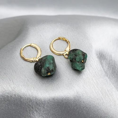 Vista 29 de Gempires Handmade Gemstone Hoop Earrings Raw Crystal Dangle Jewelry Hypoallergenic Gold Plated Lightweight Elegant Jewelry Gifts For Women