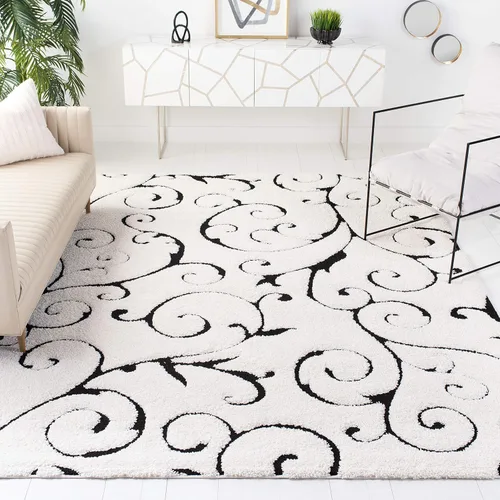 Vista 83 de SAFAVIEH Florida Shag Collection - Alfombra decorativa, 2 x 3 pies, color crema y beige, diseño de volutas, no desprende pelusa y fácil de limpiar