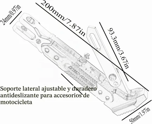 Vista 2 de Soporte de patas de motocicleta universal ajustable modificado CNC de aleación de aluminio, soporte de trípode ajustable, soporte lateral para Negro