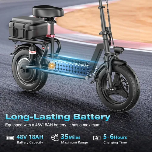 Vista 3 de Scooter eléctrico con asiento para adultos, motor de pico de 1000