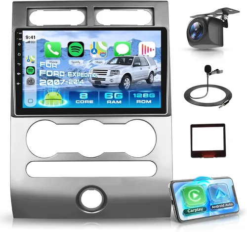 Vista 11 de Estéreo de coche Android de 4 núcleos+64G para Ford Expedition 2007-2014 (A/C) inalámbrico Carplay Android Auto, radio de pantalla táctil de 9
