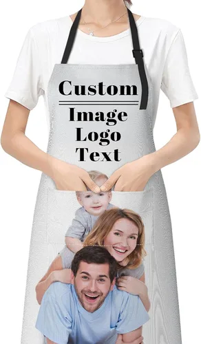 Vista 12 de Personalized Custom Aprons with Pockets for Women Men with Chef Name Text Logo Picture Kitchen Aprons