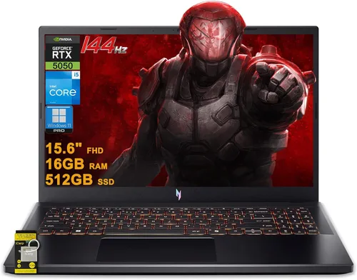 Vista 10 de acer Nitro V 15 Laptop para juegos de 15.6 pulgadas FHD IPS 165Hz Intel 8-core i5-13420H 16GB DDR4 1TB SSD GeForce RTX 5050 GDDR7 DLSS4