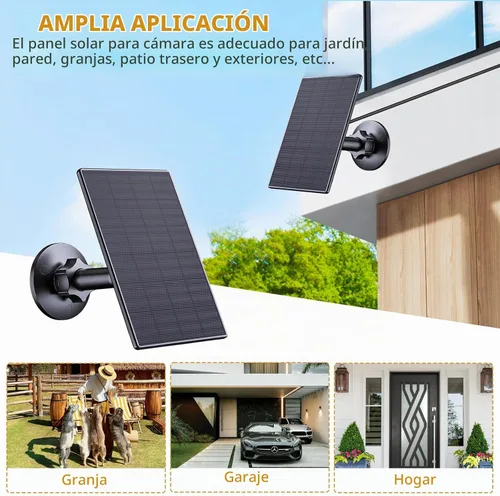Vista 7 de Zivif - Panel solar de 2 W para cámaras de seguridad con puerto USB y USB-C, paquete de 2 Cargador solar compatible con cámara de batería