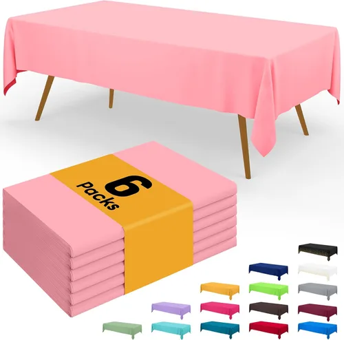 Vista 107 de Smiry - Juego de 6 manteles desechables, 54 x 78 pulgadas, manteles impermeables rectangulares para fiestas, cubierta de mesa de plástico