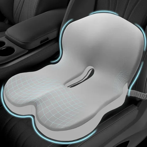 Vista 9 de Cojín de asiento de espuma viscoelástica para ciática y alivio del dolor de espalda, almohadilla ergonómica para silla con correa ajustable y funda