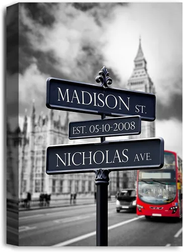 Vista 176 de IPIC - Personalized Framed Canvas with Custom Street Sign in Boston Personalized Street Signs with Names, Custom Canvas Print, Boston Sunset
