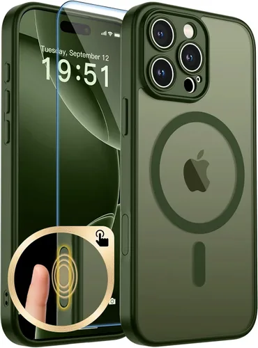 Vista 349 de zapica Funda magnética para iPhone Air, con protector de pantalla de vidrio templado, compatible con MagSafe, translúcida mate, a prueba de golpes