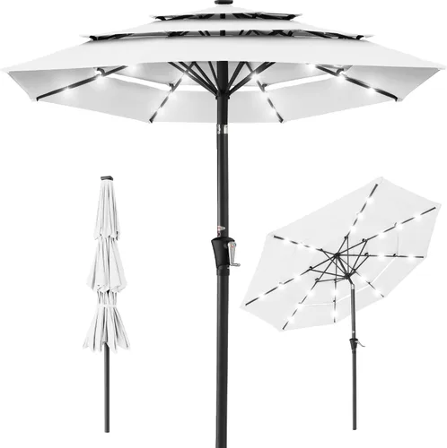 Vista 13 de Best Choice Products - Sombrilla solar de 10 pies de 3 niveles para patio, sombrilla de sol para exteriores, mercado, patio trasero, terraza, junto