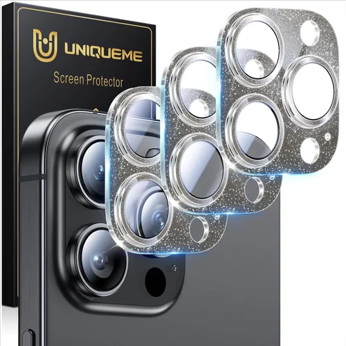Vista 11 de UniqueMe para Paquete de 3 Protectores de Lente de Cámara para iPhone 15 Pro/iPhone 15 Pro Max, [Protección contra Caídas] [Compatible con Fundas]