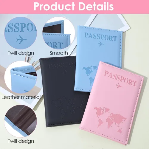 Vista 3 de Nogeqi Funda para pasaporte para mujeres y hombres, con bloqueo Rfid con tarjetero para tarjetas de crédito, billete aéreo, 3