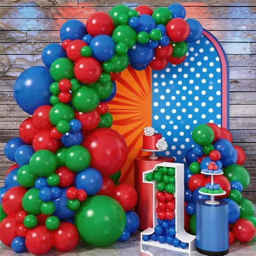 Vista 13 de Jobkoo Kit de Guirnalda de Arco de Globos de Videojuegos con Globos de Papel Metálico de Controlador de Juego Globos de Látex Azules Verdes Negros