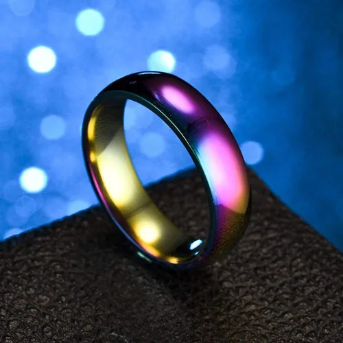 Vista 6 de Um joyas acero inoxidable de alta pulido Gay y lesbiana ORGULLO LGBT Ranibow Anillo 6mm.