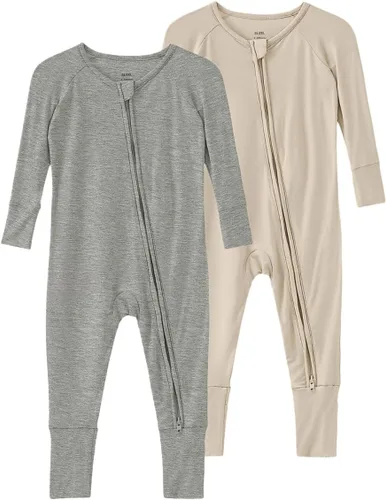 Vista 17 de Pijama de viscosa de bambú sin pies para niños y niñas, pijamas con cremallera para dormir y jugar, mameluco - 0-24 meses