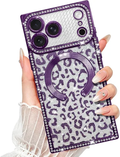 Vista 27 de Fiyart Diseñado para iPhone 16 Pro Max, Funda Compatible con MagSafe, Estampado de Guepardo, Placa de Protección de Cámara, Magnético, Brillante
