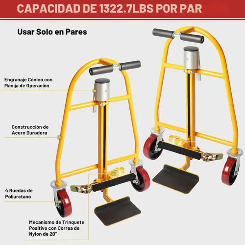 Vista 2 de Juego de herramientas manuales para mover muebles (juego de 2), carrito móvil resistente, capacidad de 1300 libras, altura de elevación de 12